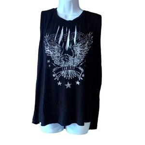 Homegirl Tank Top Shirt Blouse Sleeveless 1X Black White Eagle SLITS Bikercore